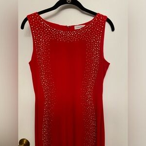 Calvin Klein Womens Red Sleeveless Dress with studs & sequins, size 8
